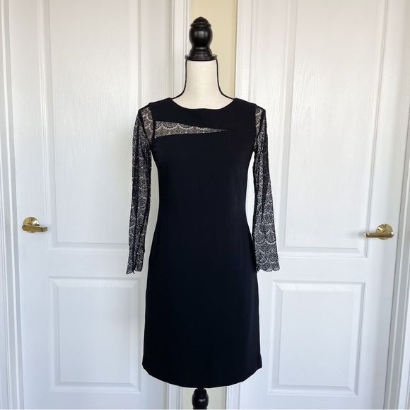 Giani Bini Size 0 Black Evening Dress with French Angle Cut Delicate Lacy Detail - Picture 1 of 13